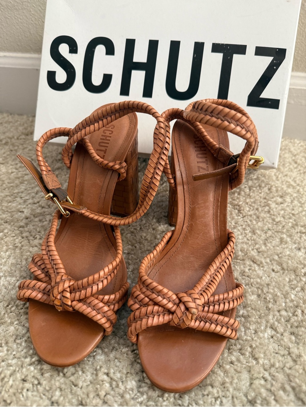 SCHUTZ Woven Block Heel Sandals - Picture 3 of 7
